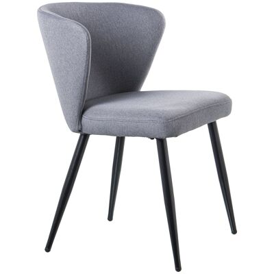 GRAY FABRIC CHAIR WITH BLACK METAL LEGS + GOLD TIP, POLYESTER _57X56X77CM HIGH.SEAT:48.5CM LL84188