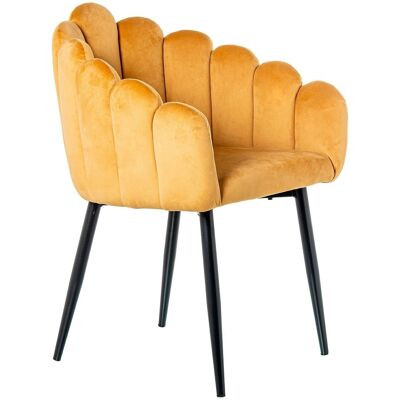 MUSTARD VELVET CHAIR WITH BLACK METAL LEGS _60X62X82CM LL61096