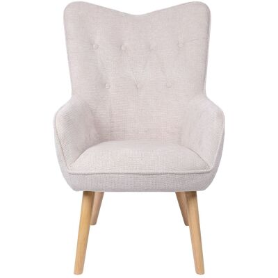 FAUTEUIL TISSU BEIGE PIEDS BOIS _65X71X99CM HAUT.SIÈGE:48CM LL83685