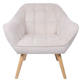 FAUTEUIL TISSU BEIGE PIEDS BOIS _83X74X76CM HAUT. SIÈGE:43CM LL83677 1