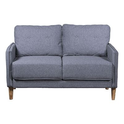 2-Sitzer-Sofa aus grauem Polyester mit Gummiholzbeinen, 131 x 75 x 86 cm hoch. SITZ: 46CM LL83745