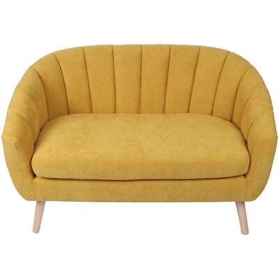 2 SEAT SOFA MUSTARD VELVET WOODEN LEGS _127X73X76CM, HIGH.SEAT:48CM LL83679