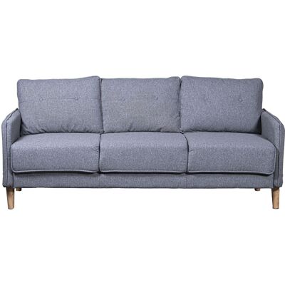 3 SEATER GRAY POLYESTER SOFA WITH WOODEN RUBBER LEGS _189X75X86CM HIGH. SEAT:46CM LL83746