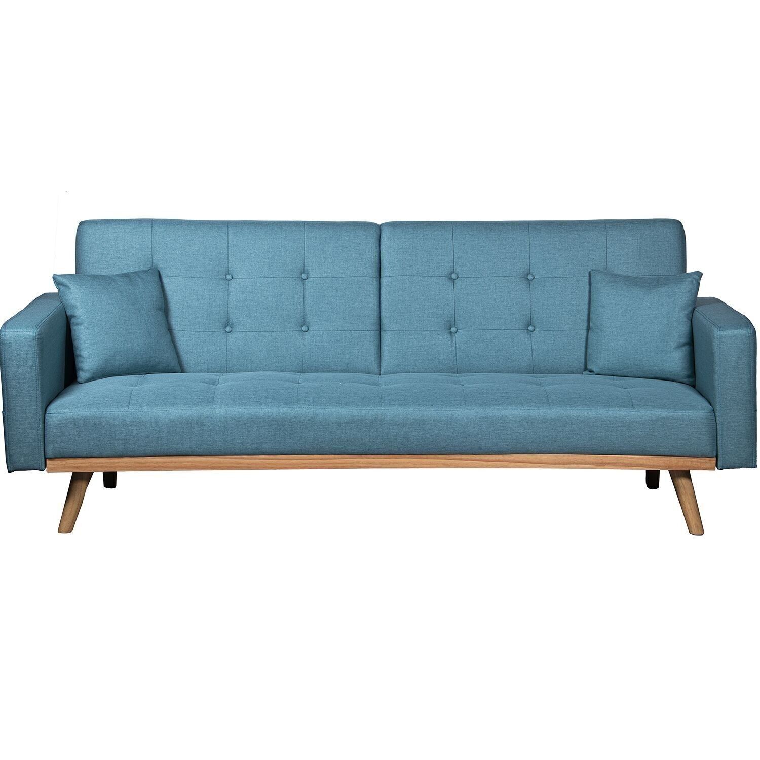 3-Sitzer-Sofabett, grün, blau, Polyester, mit Beinen aus Holz, 216 x 81 x 87 cm, Bett: 190 x 110 x 15 cm, LL83742
