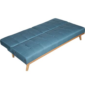 CANAPÉ-LIT 3 PLACES POLYESTER BLEU VERT AVEC PIEDS BOIS CAU _216X81X87CM LIT:190X110X15CM LL83742 2