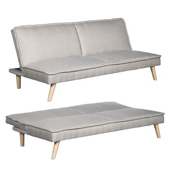 CANAPÉ LIT 3 PLACES EN POLYESTER BEIGE PIEDS EN BOIS SANS BRAS _180X84X72CM LIT:178X102X9CM LL83737 3