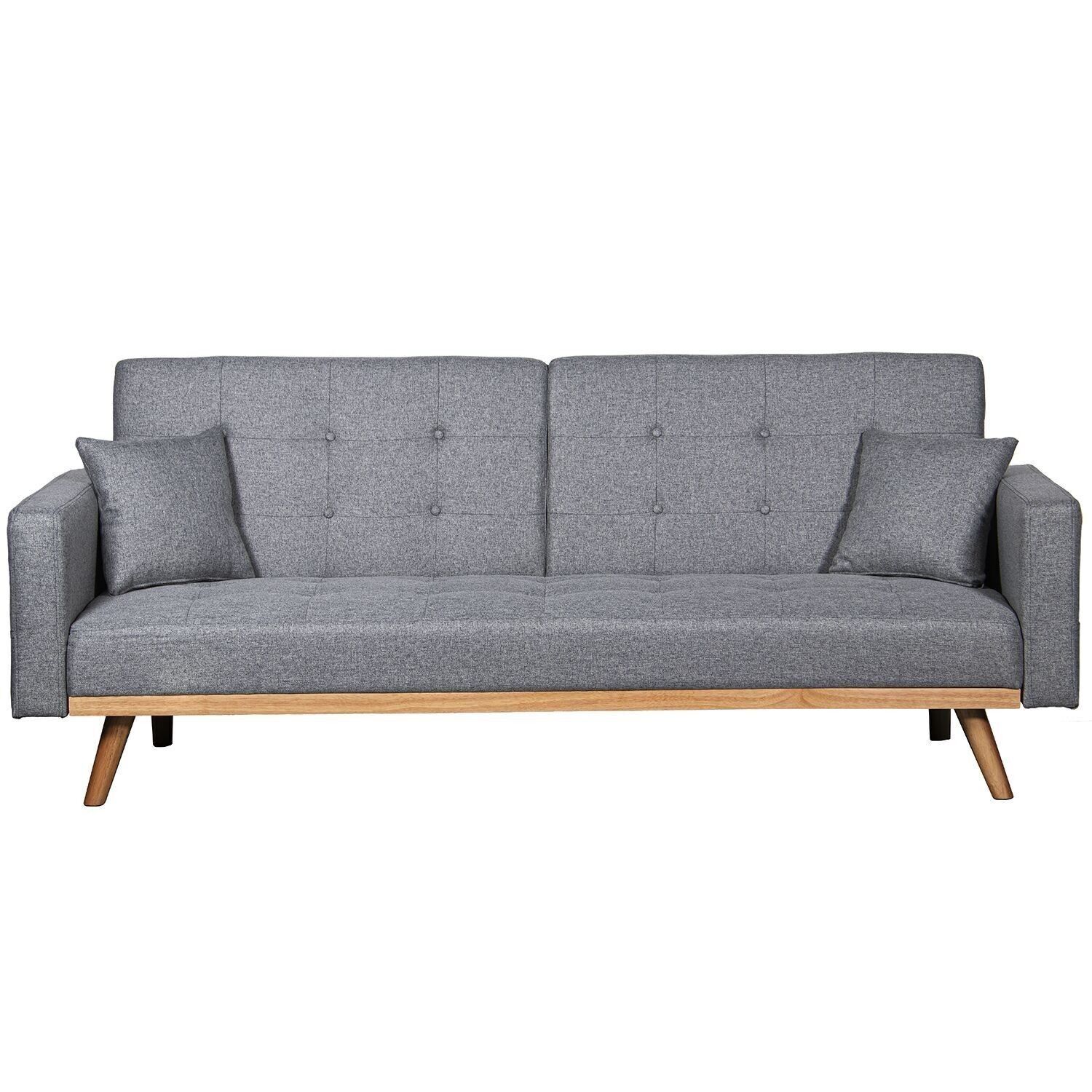 3-SITZ-SOFA-BETT, GRAUER POLYESTER MIT GUMMI-HOLZBEINEN _216X81X87CM BETT:190X110X15CM LL83741