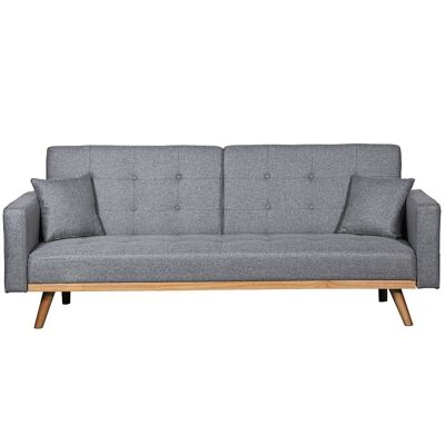 3-SEATER GRAY POLYESTER SOFA BED WITH WOODEN RUBBER LEGS _216X81X87CM BED:190X110X15CM LL83741