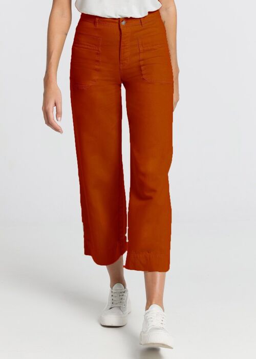 CIMARRON - Color pants Martina-Zoelie | Mid Rise- Wide Leg Crop |135380