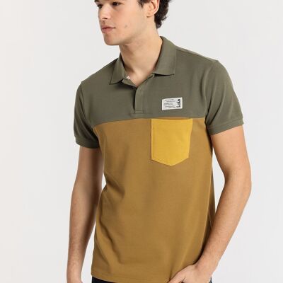 LOIS JEANS -Polo short sleeve color block with pocket at chest