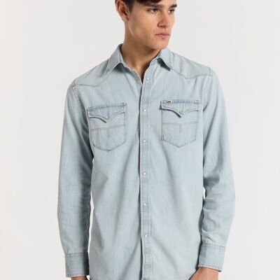 LOIS JEANS -Shirt Jean bleach wash