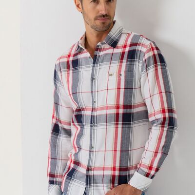 LOIS JEANS -Shirt long sleeve check print with pocket at chest