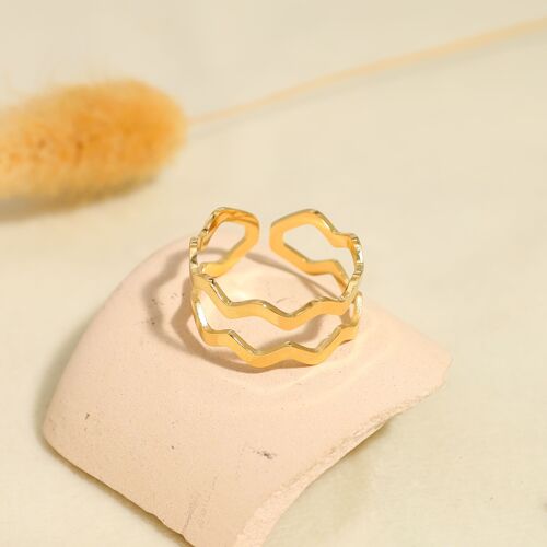 Bague double ligne zig zag