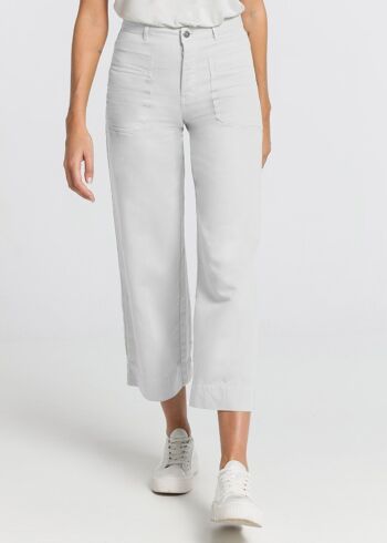 CIMARRON - Pantalon couleur Martina-Zoelie | Taille moyenne - Crop jambe large | 135294