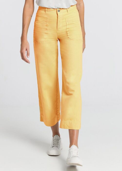 CIMARRON - Color pants Martina-Zoelie | Mid Rise- Wide Leg Crop |135295