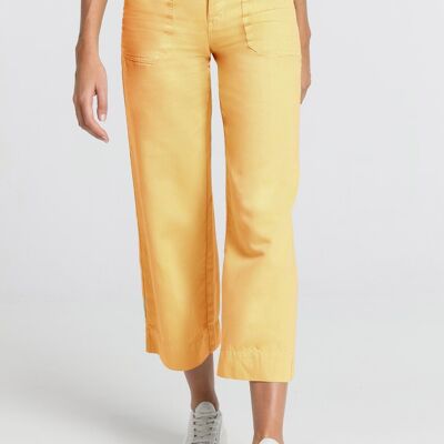 CIMARRON - Pantalon couleur Martina-Zoelie | Taille moyenne - Crop jambe large | 135295