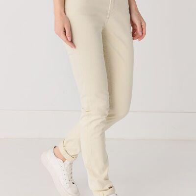 CIMARRON - Color Nouflore-Satin Peach Pants | Mid Rise- Slim |135364