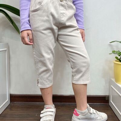 Pantaloni cropped in cotone per bambina