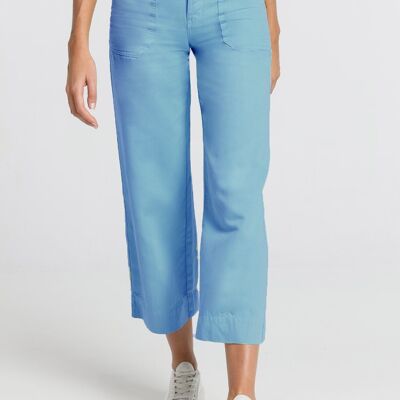 CIMARRON - Pantalon couleur Martina-Zoelie | Taille moyenne - Crop jambe large | 135223