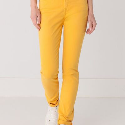 CIMARRON - Color Nouflore-Satin Peach Pants | Mid Rise- Slim |134839