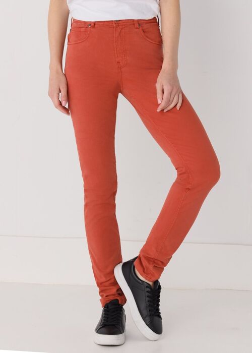 CIMARRON - Color Nouflore-Satin Peach Pants | Mid Rise- Slim |134860