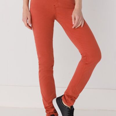 CIMARRON - Color Nouflore-Satin Peach Pants | Mid Rise- Slim |134860