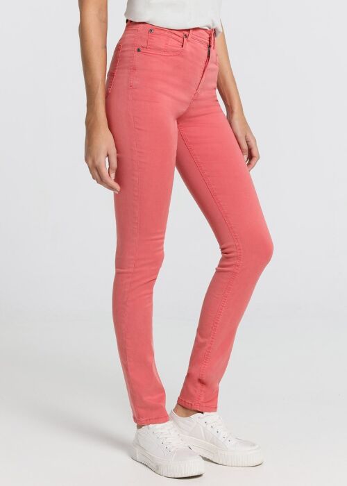 CIMARRON - Color Nouflore-Quin Peach Pants | Mid Rise- Slim |134894