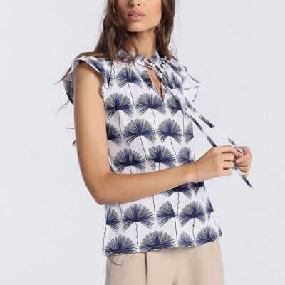V&LUCCHINO - Printed blouse with bow on the neck |134631