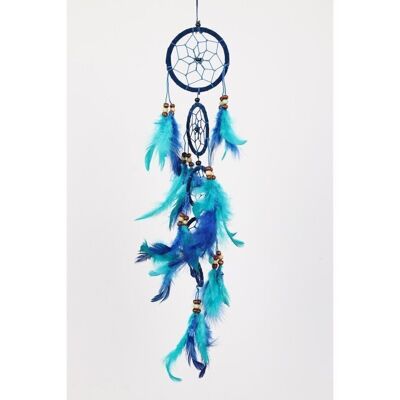 Dreamcatcher Turquoise/Blue 7cm - Suede - with 5 rings