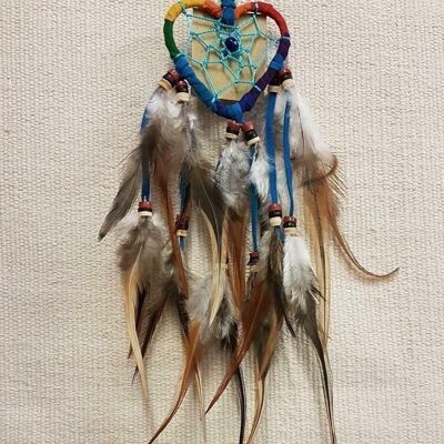 Dreamcatcher Herz Regenbogen 7 cm - Wildleder