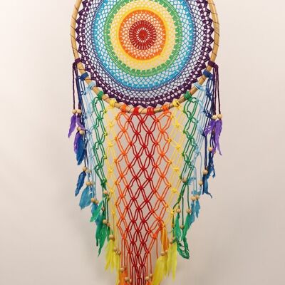 Attrape-rêves - Arc-en-ciel au crochet - 50 cm