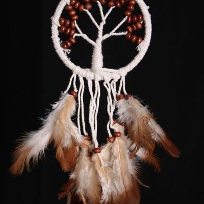 Dreamcatcher - Arbre de vie perles marron 10cm