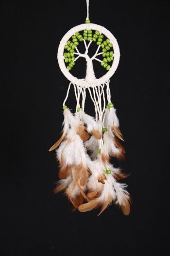 Dreamcatcher - Arbre de vie perles vertes 7 cm