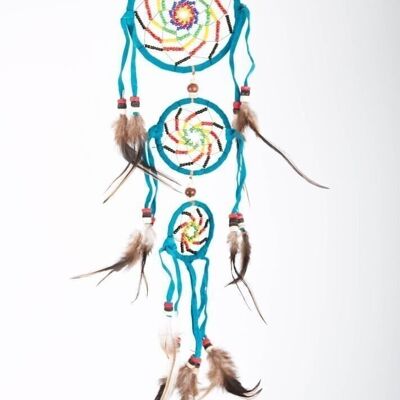 Dreamcatcher leather with beads blue
