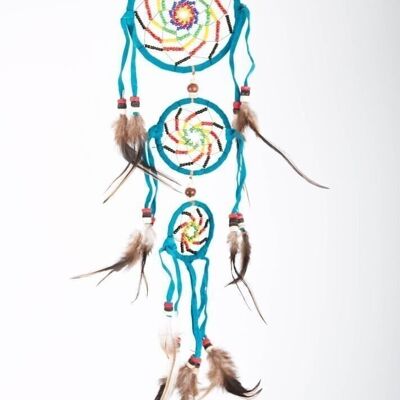 Dreamcatcher Leder mit Perlen blau