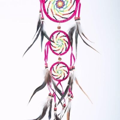 Dreamcatcher leather with beads pink