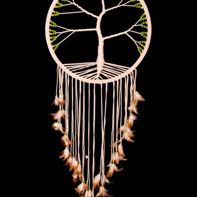 dreamcatcher arbre de vie naturel 50cm perles vertes
