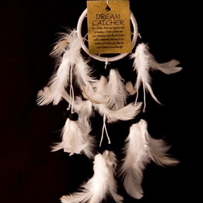 Dreamcatcher - 6cm - white feathers