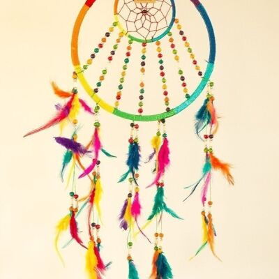 Dreamcatcher Rainbow avec perles 27cm