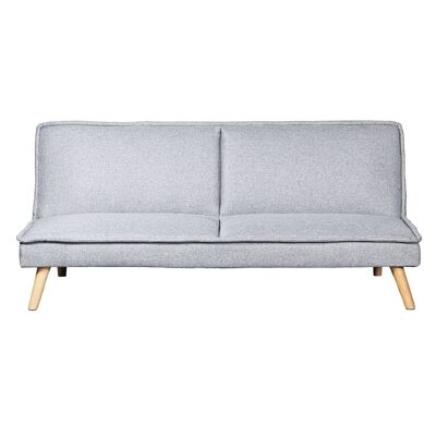 3-Sitzer-Schlafsofa aus grauem Polyester mit Holzbeinen, ohne Armlehnen, 180 x 84 x 72 cm, Bett: 178 x 102 x 9 cm, LL83738