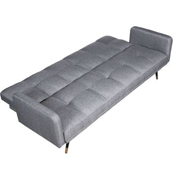 CANAPÉ-LIT 3 PLACES POLYESTER GRIS A PIEDS MÉTAL NOIR/DORÉ _193X83X75CM LIT:177X96X17CM LL83736 2