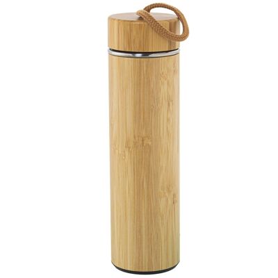 BAMBOO WOOD/STAINLESS STEEL THERMO.550ML _°7X25CM LL80165