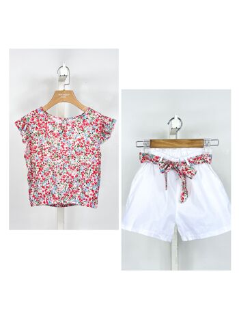 Ensemble top fleuri et short en coton pour fille 7