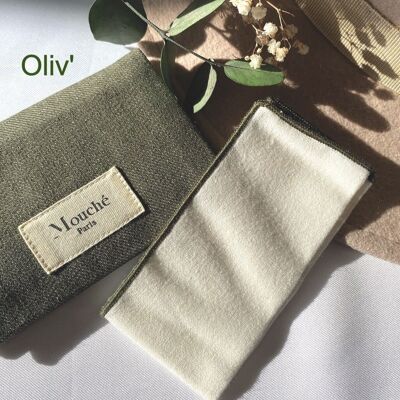 Reusable fabric pouch and handkerchiefs - POCHETTE DUO - 2 washable handkerchiefs