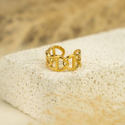 Goldener Ring mit gekreuzten Meeresgliedern