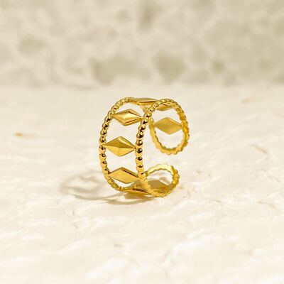 Gold double line diamond ring