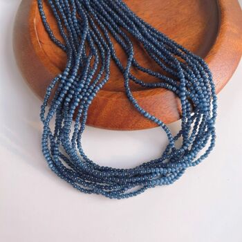 Chunky DarkBlue Cat's Eye Stones Collier tressé - Fermeture fleur Camille 7