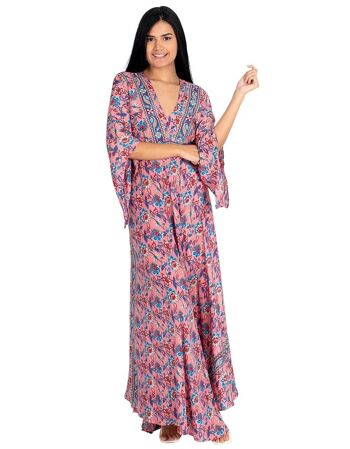 Robe longue à manches style bohème 2