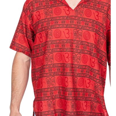 Camicia da uomo in cotone rosso