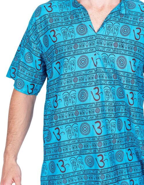 Camisa de Hombre con Simbolo Om Azul Claro